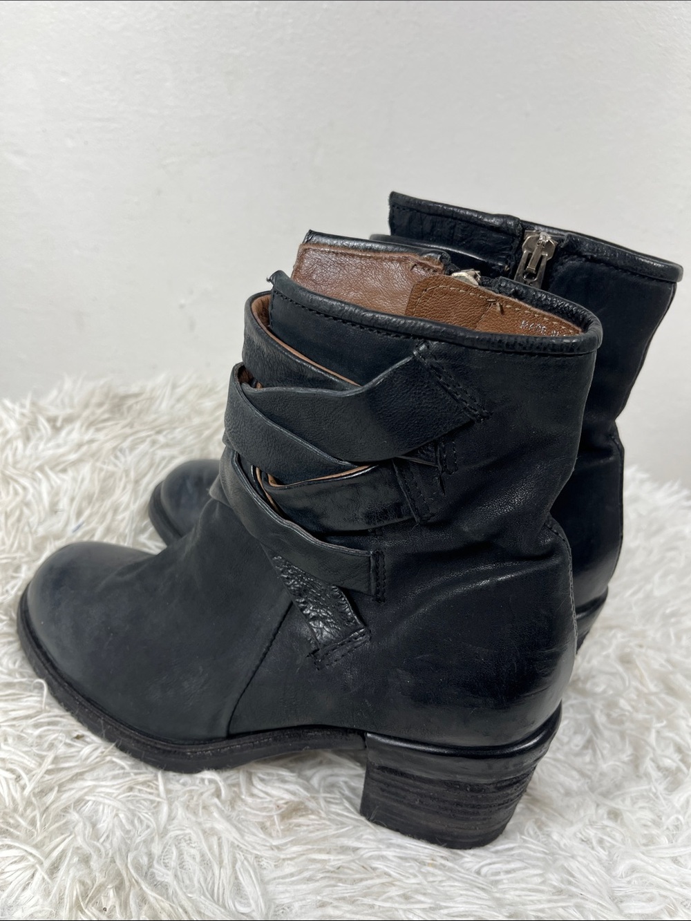 A.S.98 Black Leather Ankle Boots with Tan Interior - Picture 2 of 7